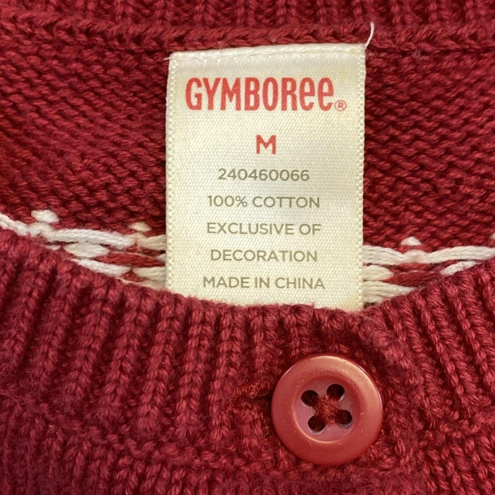 Gymboree Sweater Girls Medium Red Scottie‎ Dog Cardigan Cotton Christmas Holiday